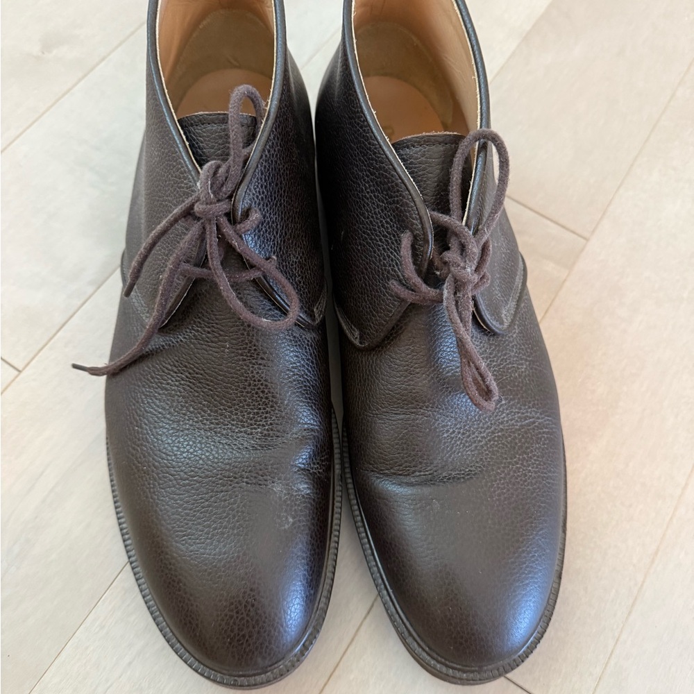 Paul Stuart Dark Brown Pebbled Leather Chukka Boots